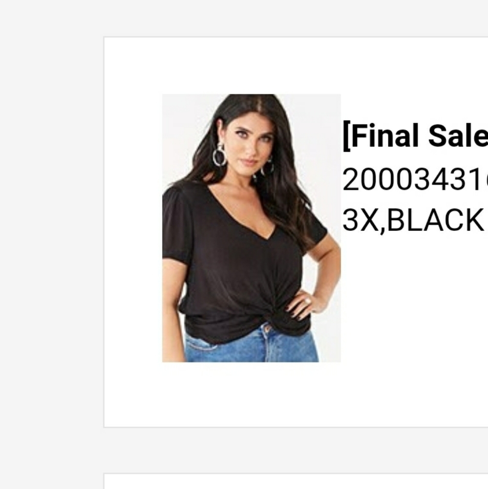 NWT Forever 21 Black twist front top 3x